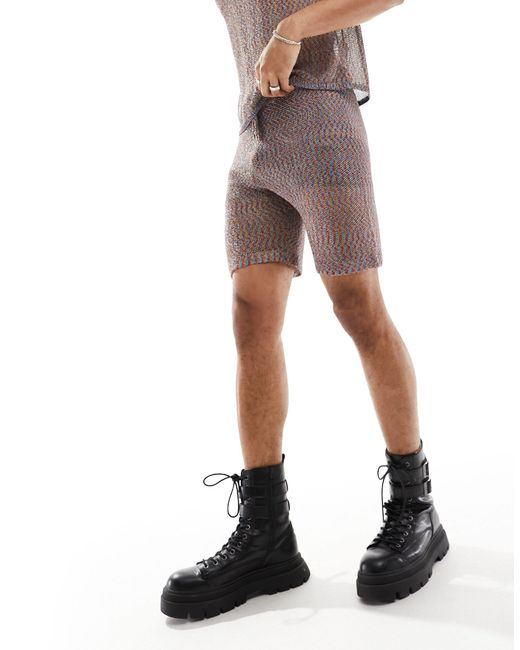ASOS Multicolor Knitted Metallic Mesh Shorts for men