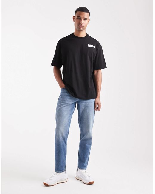 HUGO Black Nyrotee Bubble Logo Back Print Oversized T-shirt for men