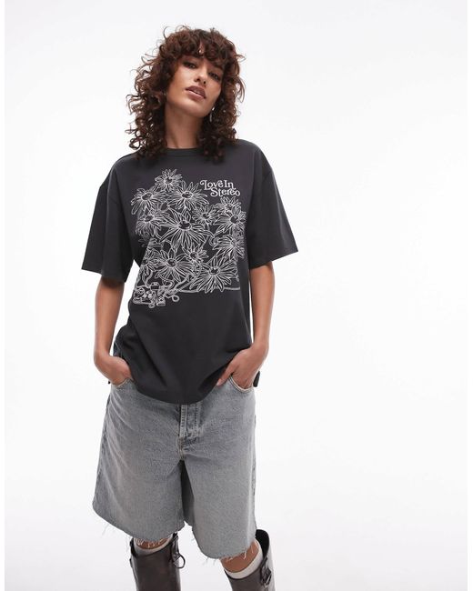 Levi's Black Oversized T-shirt With Flower Print