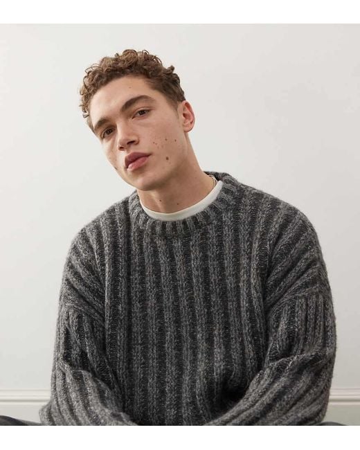 Weekday Gray Connor Wool Blend Slightly Cropped Rib Jumper for men