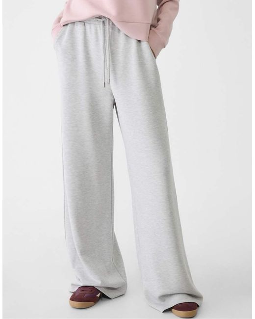 Stradivarius White Soft-touch Palazzo Trousers