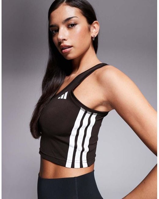 Adidas Originals Blue Adidas Training Workout Essentials 3 Stripe Tank Top
