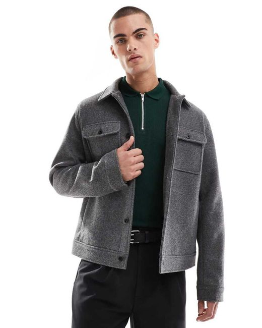 Threadbare Gray Shacket for men