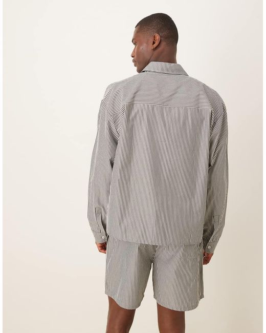 ASOS Gray Co-ord Boxy Oversized Stripe Shirt for men