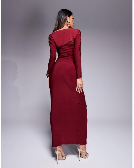 Kaiia Red – exclusive – figurbetontes, trägerloses, doppellagiges maxikleid