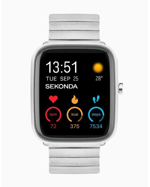 Sekonda Black Motion Plus Smartwatch Watch With Case And Stainless Steel Bracelet With Lcd Dial