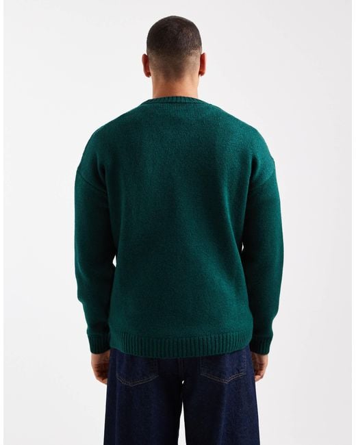 ASOS Green Relaxed Knitted Crew Neck Jumper for men