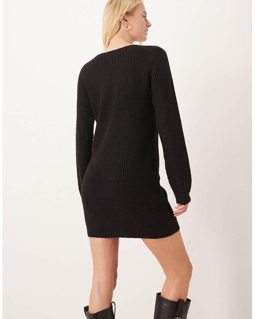 JDY Tall Black Wide Neck Knitted Mini Jumper Dress