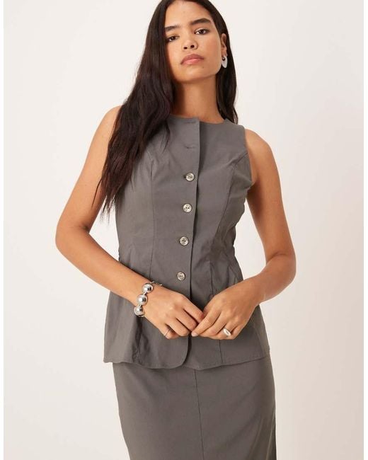 ASOS Natural Slash Neck Button Down Midi Dress