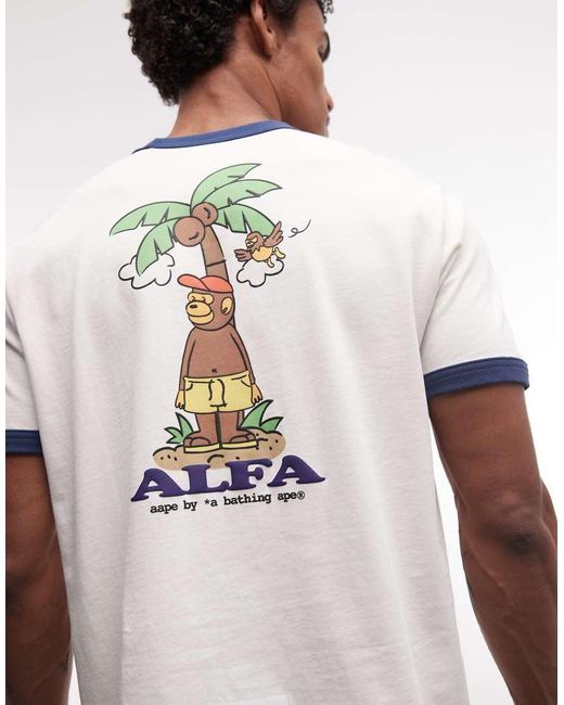 Aape By A Bathing Ape White Aape By A Bathing Ape Alfa T-shirt for men