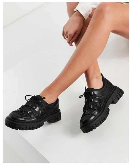 ASOS Manx - Platte Schoenen Met Dikke Zool in het Zwart - Lyst