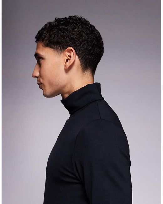 ASOS 4505 Ski & Snow Blue Asos 4505 Ski Thermal Fleece Back Base Layer Roll Neck With Sweat Wicking for men
