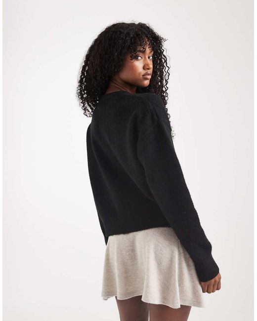Cardigan Girocollo Con Bottoni di New Look in Black