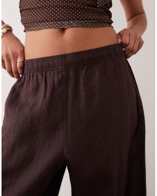 ARKET Brown Barrel Leg Linen Pants