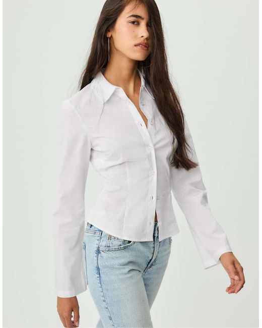 Stradivarius Aansluitend Overhemd in het White