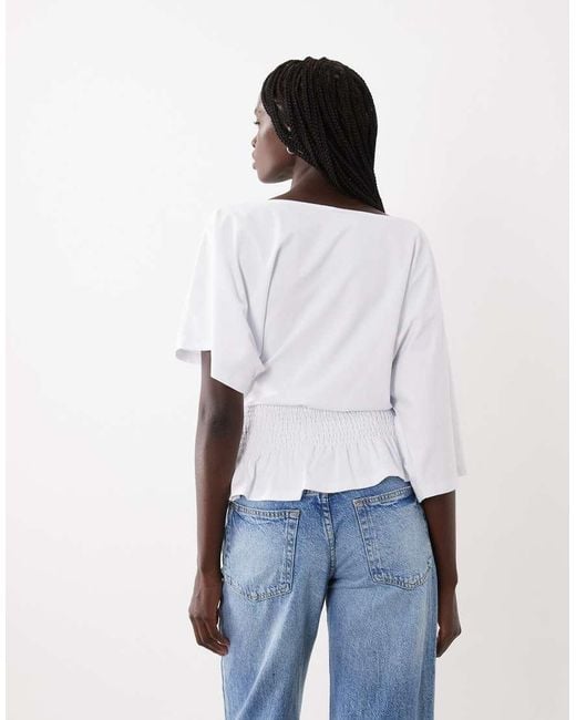 ASOS White Cinched Waist Detail T-Shirt