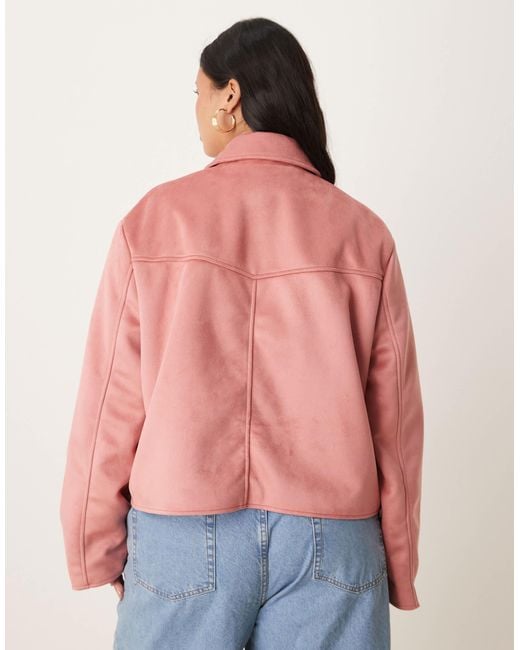 ASOS Red Asos Design Curve Faux Suede Top Collar Jacket