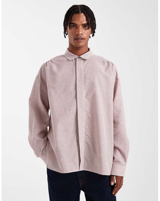 Camisa A Rayas De Corte Extragrande Voluminoso De ASOS de hombre de color Pink
