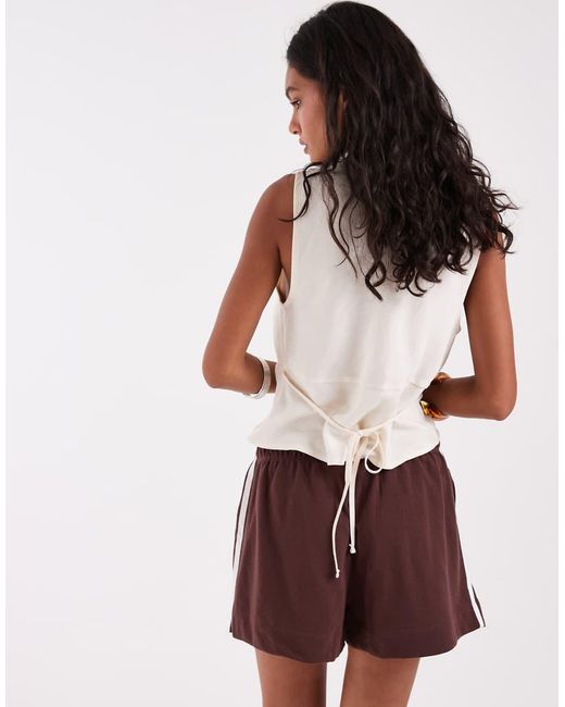 Gap White Runner Shorts With Racer Stripe