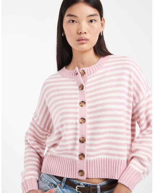 Hollister White Crew Neck Knitted Cardigan
