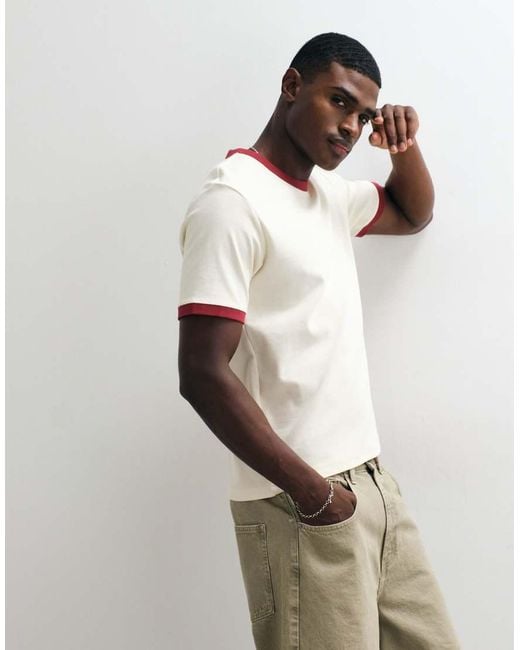 Jack & Jones White Ringer Tee for men