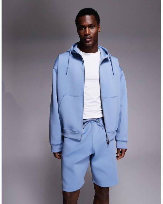 Liquor N Poker Blue Scuba-Style Fabric Sweat Shorts Co-Ord for men