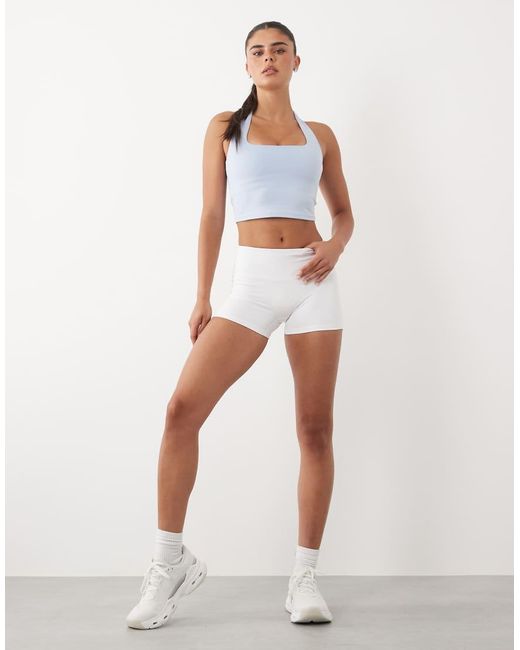 4505 White Active Halter Neck Performance Vest With Inner Bra