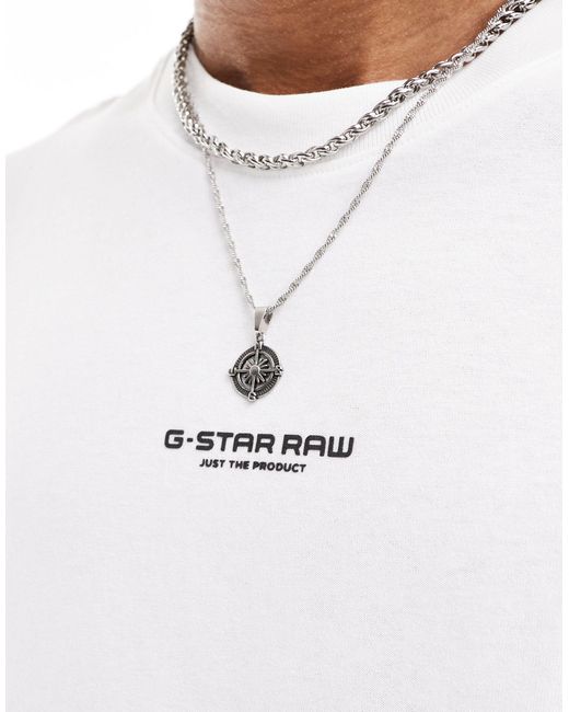 Camiseta blanca extragrande con logo estampado en el centro G-Star RAW de hombre de color White