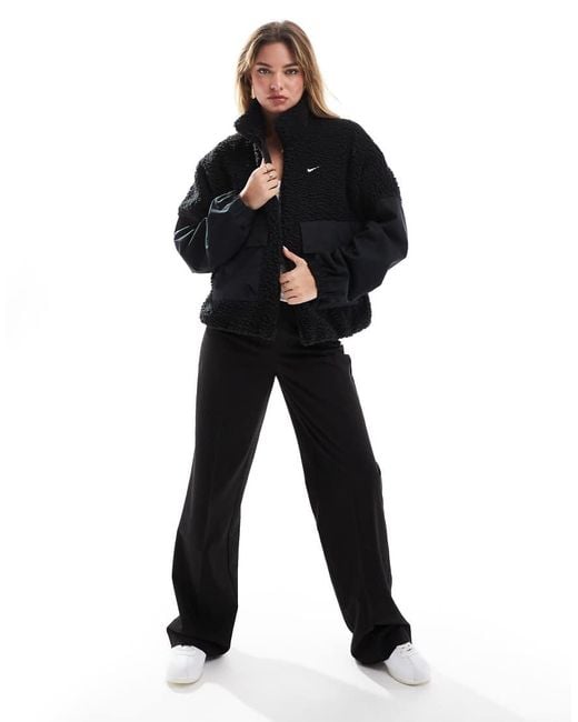 nike cropped borg fleece jacket