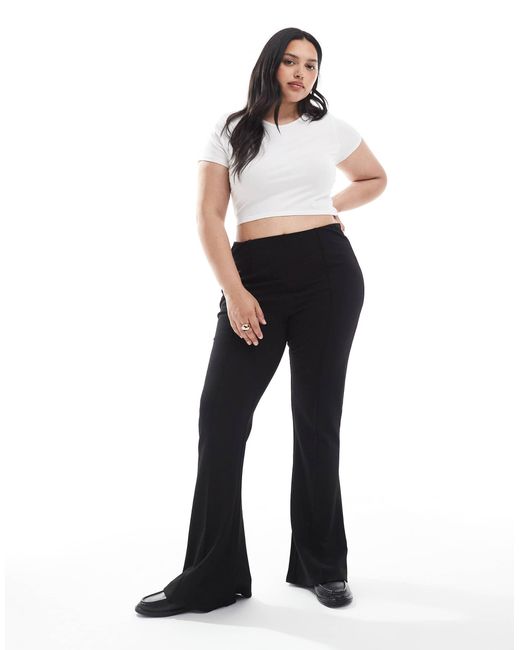 ASOS Blue Asos Design Curve Ponte Flare Trouser With Pintuck Detail