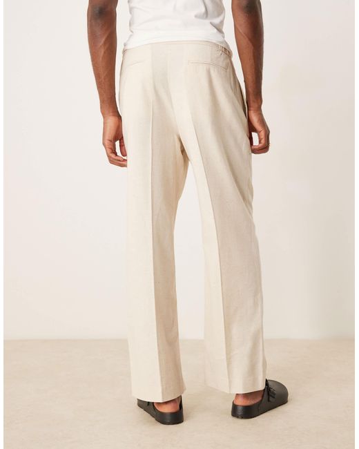 ASOS Natural Cotton Smart Co-Ord Wide Leg Trousers for men