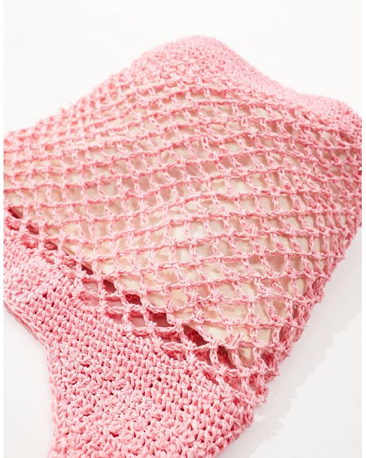 South Beach Pink Crochet Tote Bag