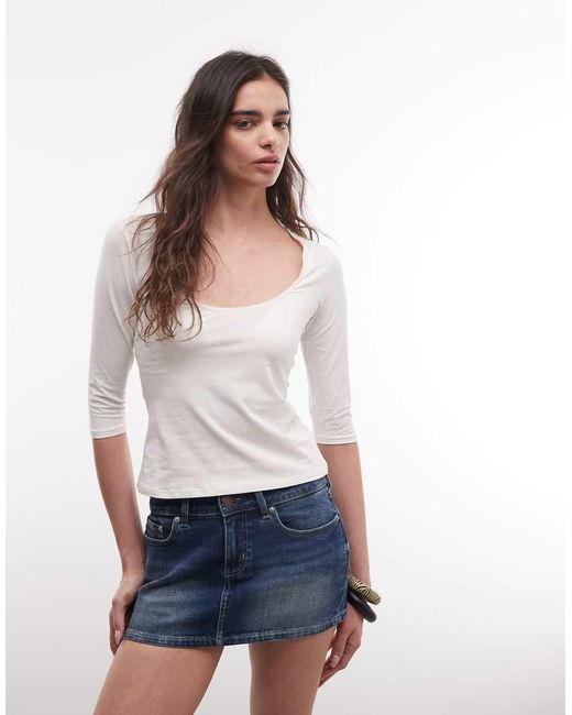 Monki White Cropped Sleeve Top