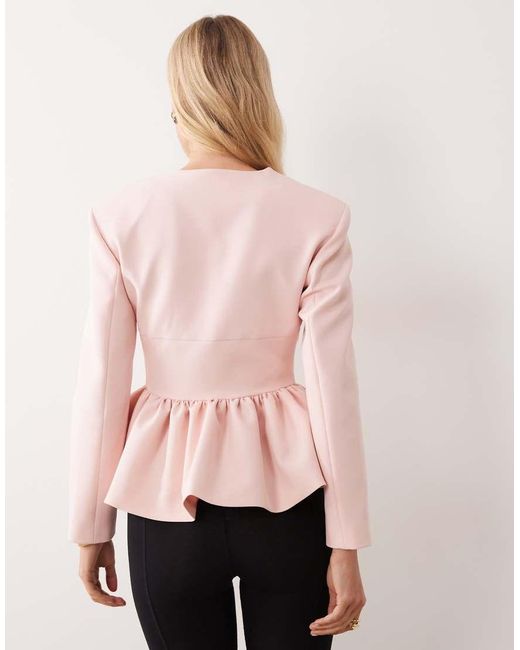 Miss Selfridge Pink Corset Peplum Blazer