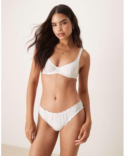 Free People White Underwire Broderie Bra
