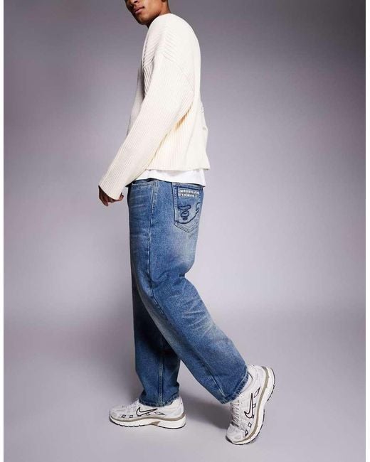 Aape By A Bathing Ape Blue Aape By A Bathing Ape Loose Fit Denim Jeans for men