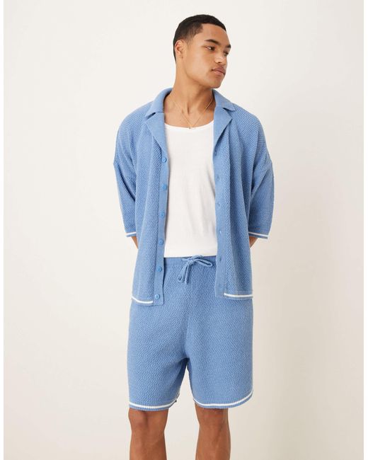 ASOS – oversize-strickshorts in Blue für Herren