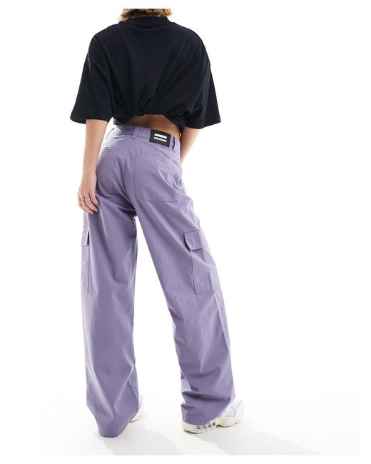 Dr. Denim Purple Donna Cargo Wide Straight Fit Cargo Trousers