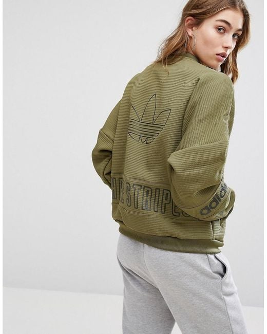 adidas Originals Originals Waffle Bomber Jacket in Green | Lyst