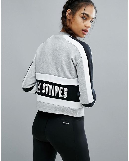adidas Originals Originals Cropped Sweatshirt With Three Stripe Block Logo in Black Lyst