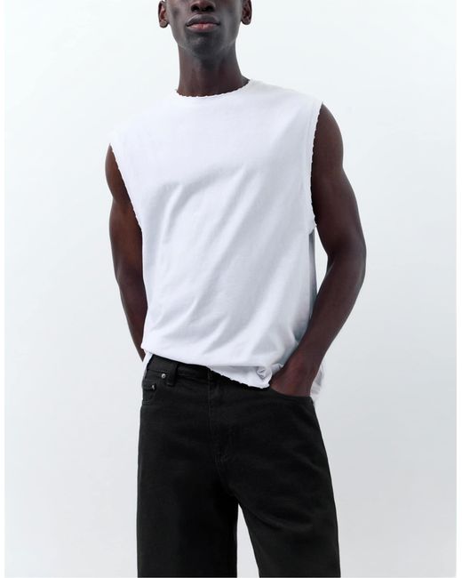 Bermuda classique en jean Pull&Bear pour homme en coloris White