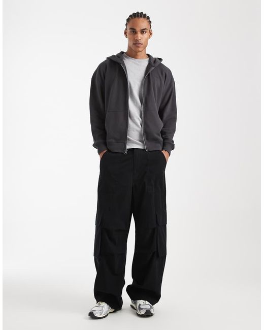 Hollister Gray Zip Through Front Pocket Hoodie for men