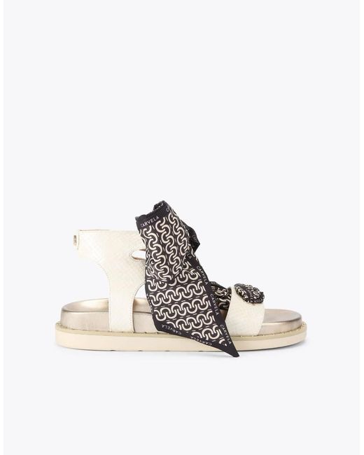 Carvela Kurt Geiger White Sorrento Scarf Sandal Flat Sandals