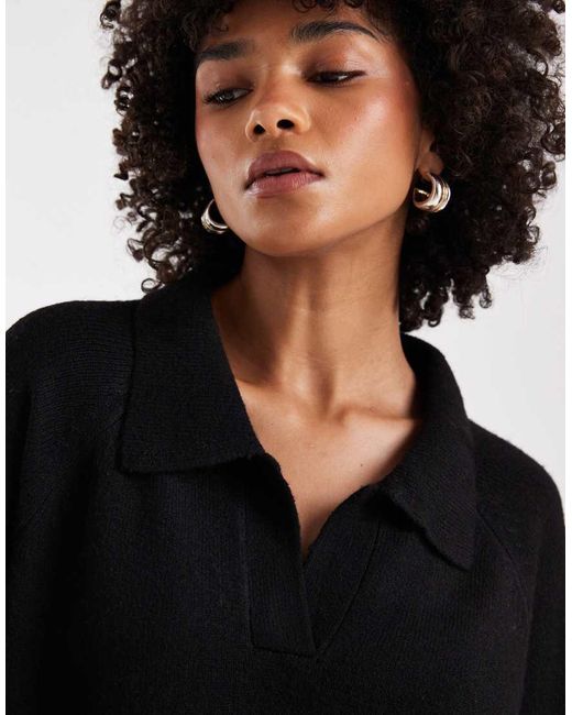 ONLY Gebreide Polo Mini-Jurk in het Black