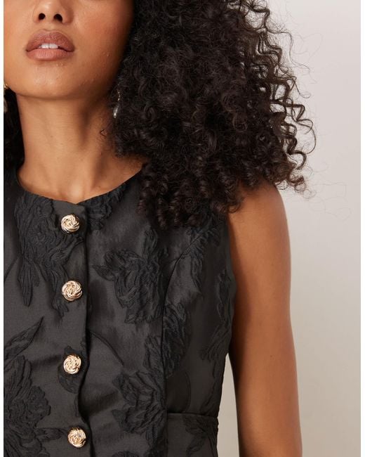 Sister Jane Black Dream Jacquard Peplum Top With Bow Back