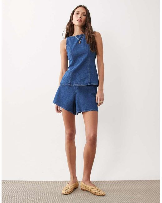 ASOS Blue Denim Clean A-line Shorts