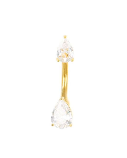 Lovisa White Plated Titanium Double Cubic Zirconia Belly Bar