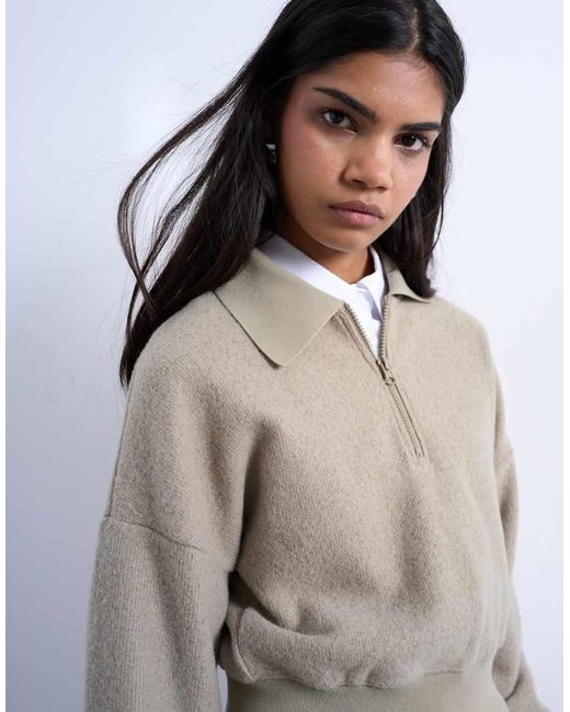 TOPSHOP Gray Lounge Zip Top
