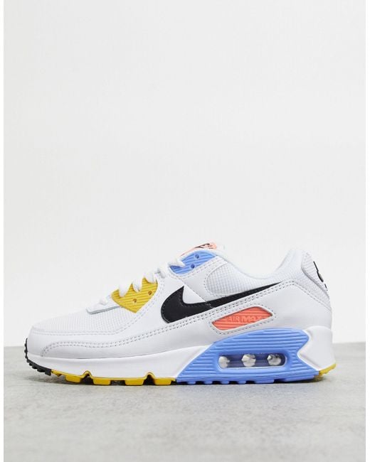 nike air max 90 trainers in white colourblock
