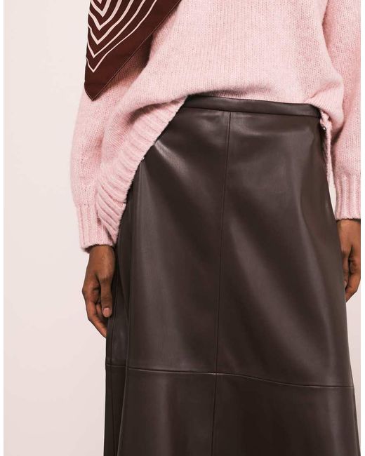Mango Pink Faux Leather Midi Skirt